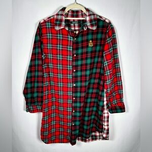 Lauren Ralph Lauren Red and Green Plaid Flannel Dress